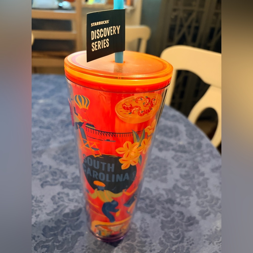 Starbucks Orange & Blue South Carolina Discovery Series Tumbler with Straw